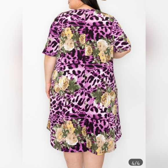 Zenana Plus Size Multicolored Floral and Animal Print Size 3X Dress - Picture 2 of 4